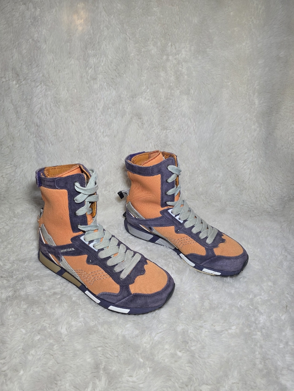 2003 Diesel Kadette Y2K High Top Sneakers Orange Purple Women’s 6 Vintage - Picture 3 of 10